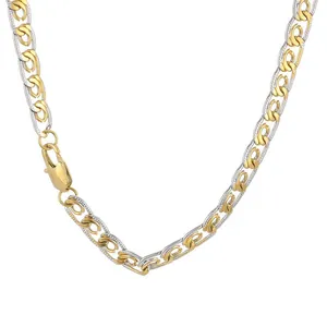 Elegante zweifarbige Halskette aus gold- und silberfarbenem Edelstahl für Damen Mode