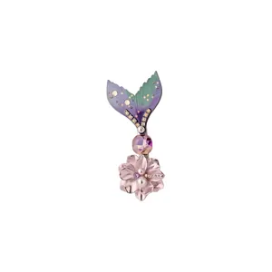 Elegant mermaid tail and floral hair clip decorated with pearls and sparkly rhinestones