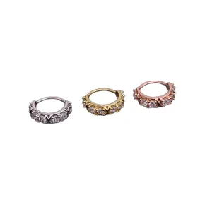 Minimalist hinged zircon cartilage earrings and nose rings in silver gold and rose gold