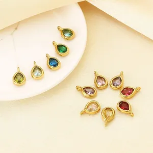 Elegant 18K gold plated water drop charms with colorful crystals for jewelry making