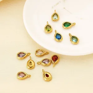 Assorted 18K gold plated teardrop colorful crystal pendants for DIY jewelry making