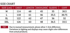 Detailed size chart in cm for embroidered linen shirt including bust and shoulder data