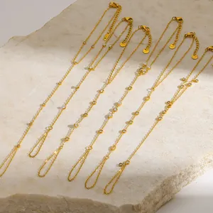 Bracelet Esclave en Acier Inoxydable Plaqué Or 18K Avec Bague Intégrée en Zircone Chaîne de Main Pour Bijoux Femme