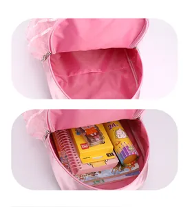 Detailansicht des rosa Prinzessin-Rucksacks mit großem Fassungsvermögen für Schreibwaren