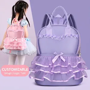 Schulrucksack für Mädchen im Prinzessinnen-Design mit Tutu-Spitze in Rosa und Lila