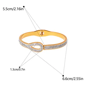 Gold plated stainless steel bracelet with sparkling zircons and spring clasp dimensions