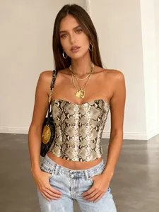 Ärmelloses Korsett-Oberteil mit Schlangenprint und schmaler Passform für modernen Look
