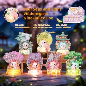 Luminous Nine-Tailed Fox crystal stone blind box set with LED lights for home decor