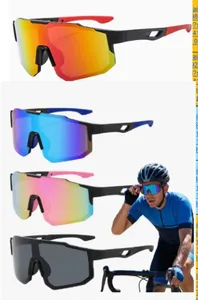 Detail view of four cycling sunglasses variations with anti-wind and anti-glare lenses
