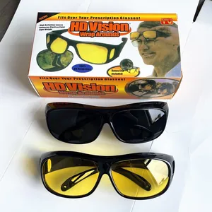 Set of two HD Vision glasses with yellow night vision and dark lenses in retail packaging