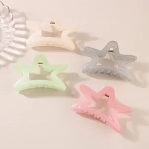 Korean Style Jelly Color Five-Pointed Star Large Hair Claw Clip Cute Star Shape Acrylic Shark Clip Hair Accessories For Women