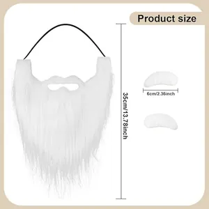 Detailed dimensions of Santa Claus beard and eyebrows set with size measurements