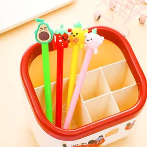 Set of four creative cute fruit-themed black gel pens for students and office use