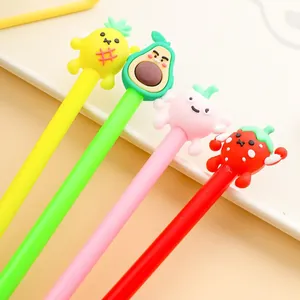 Cute cartoon fruit expression black gel pens set for students and creative office use