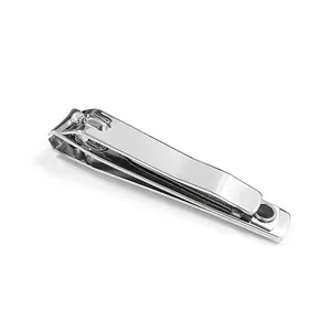 Large stainless steel manicure nail clipper with polished finish on white background