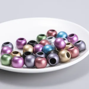 Assorted colorful metallic large hole beads for hair braids and DIY jewelry crafts