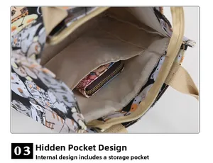 Detail view of the canvas bag interior featuring a functional pocket and secure zipper