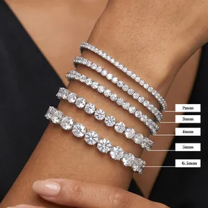 Luxury Moissanite Tennis Bracelet 925 Sterling Silver D Color Round Cut Lab Diamond Bracelet With GRA Certificate For Women Jewelry Gift
