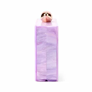 Elegant purple marble acrylic clutch bag with rose gold spherical metal clasp for weddings
