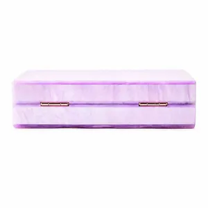 Chic purple marbled acrylic evening clutch bag with gold hinges for women weddings