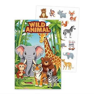 Livre de coloriage et d'autocollants d'animaux sauvages pour l'éveil des enfants