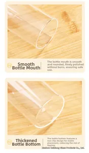 Detail of smooth rounded rim and thickened anti-slip base on transparent glass storage jar