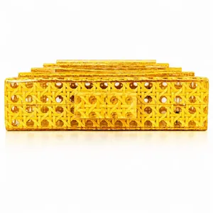Bright yellow acrylic clutch bag with rattan texture for evening party and wedding