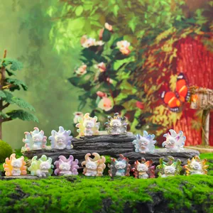 Detailed set of colorful miniature resin fox figurines in various candy and gradient colors