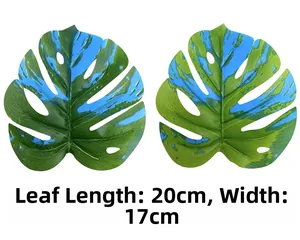 Detaillierte Größenansicht künstlicher Monstera-Blätter mit 20x17 cm Blattmaßen.