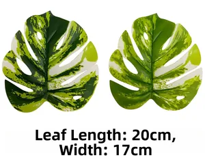 Detaillierte Ansicht künstlicher Monstera-Blätter, Länge 20 cm und Breite 17 cm, Deko