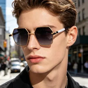 Hexagonal Sunglasses Retro Polygonal Metal Frame Fashion Trendy UV400 Protection Shades For Men Women