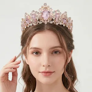Baroque Luxury Rhinestone Wedding Crown Alloy Crystal Tiara For Women Birthday Party Cosplay Queen Headpiece Accessory
