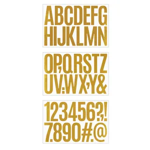 3-inch large gold foil uppercase letter and number stickers for DIY birthday party banners