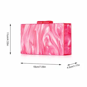 Pink and white marble acrylic clutch dimensions 18cm x 11cm x 4.5cm for evening events
