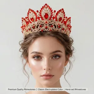 Baroque Luxurious Alloy Rhinestone Bridal Crown Wedding Tiara For Women Pageant Prom Party Headpiece Hair Accessories