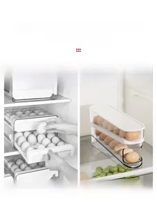Dual-layer rolling egg organizer for fridge door showing neat storage vs clutter