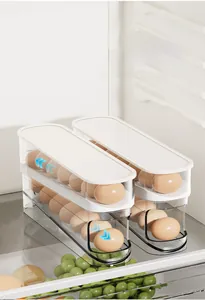 Double-layer rolling egg storage box with automatic gravity feed for fridge side door