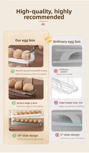 Macro detail of PET egg organizer with a 10 degree auto-roll slide and 2.8cm high edge