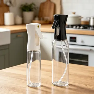 Kitchen oil sprayer set with black and white pump heads for cooking and BBQ use