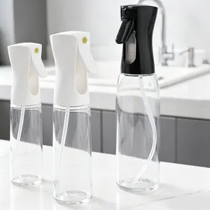 Pressurized oil sprayer bottle for kitchen cooking with transparent body and ergonomic nozzle