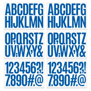 Detail view of large navy blue vinyl letter and number stickers for DIY school decor