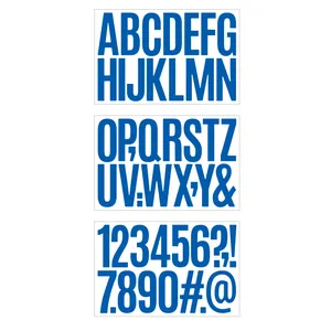 Detailed set of 3-inch blue vinyl alphabet and number stickers for car or wall DIY decoration