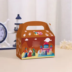 Detailed view of Spanish holiday gift box with handle and Three Kings illustration