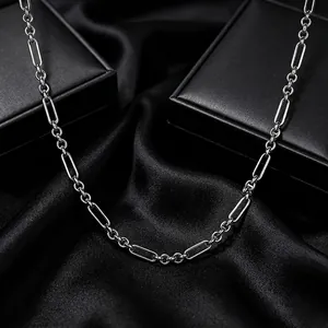 Mixed Link Chain Necklace Figaro Style Copper Alloy Electroplated Minimalist Geometric Jewelry Accessories For Women