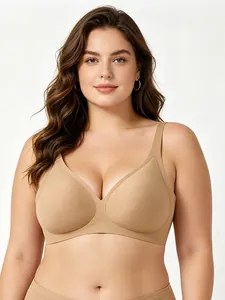 Detailed close-up of seamless nude bra with smooth wide side wings for comfort