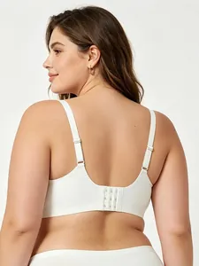 Detailed back view of white seamless deep V bra featuring a large U-shaped beauty back design