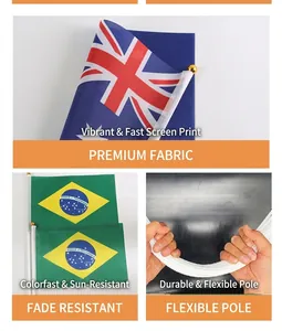 Detail of world cup fan scarves featuring durable polyester fabric and flexible PVC poles