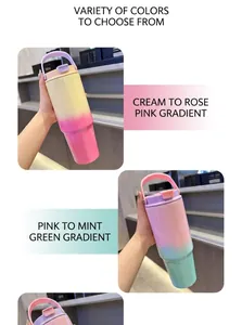 Détail de mugs isothermes dégradés de 30oz avec poignée adaptés aux porte-gobelets