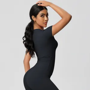 Close-up of black slimming yoga set with breathable fabric and seamless tailoring