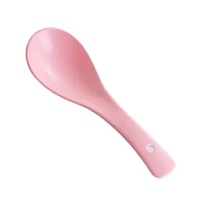 Pink matte ceramic soup spoon with handle hole in Nordic style for home dining